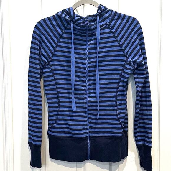 Zella Women's M Blue Striped Zip-Up Hoodie Jacket Casual Long Sleeve size S - Picture 1 of 8